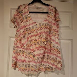 Kim Rogers colorful layered short sleeve blouse 1X